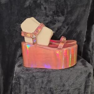 EGO Iridescent Pink Platform Heels